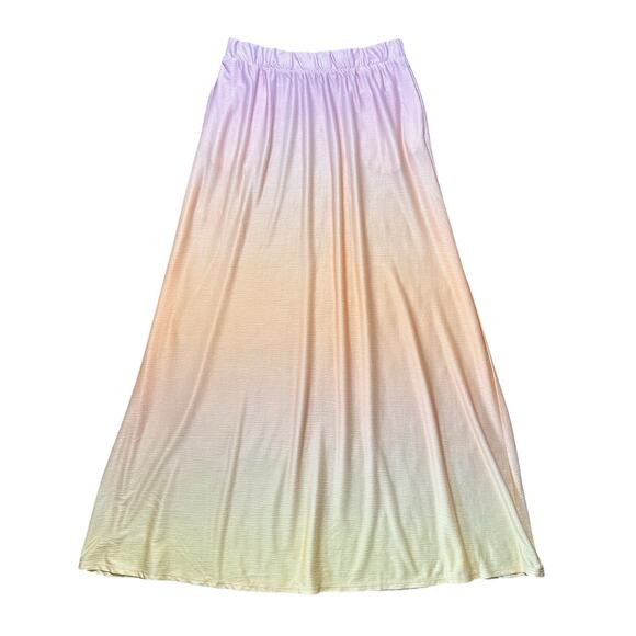 CATO Hombre Long Maxi Skirt Size XS Flowy Pockets Pale Purple Peach Yellow NWT - Picture 1 of 6